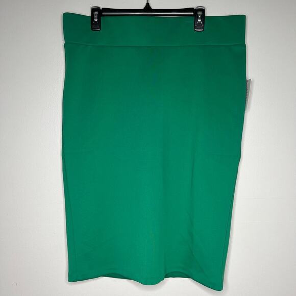 NWT Eloquii Women's Green Pencil Skirt Size 18 Stretch Slit Back Wicked Career - Picture 1 of 11